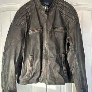 Polo by Ralph Lauren Men's black  Leather Jacket motorcycle